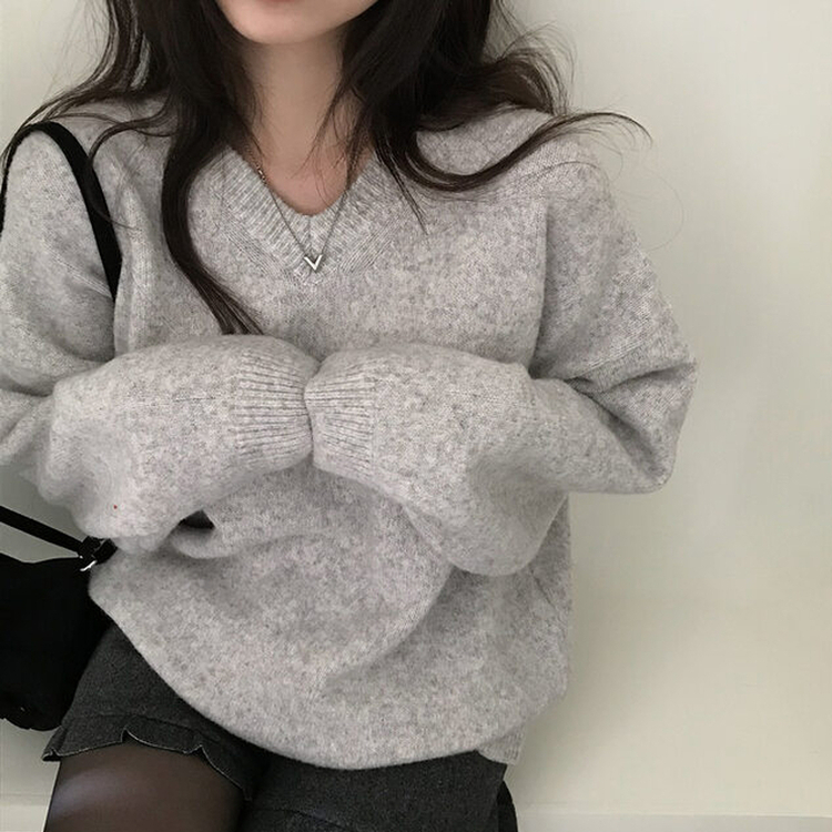 ムードVネックニットニット(9color) LIGHT GRAY