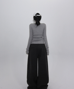 ボタンウォーマーリブスリムニット(5color) GREY