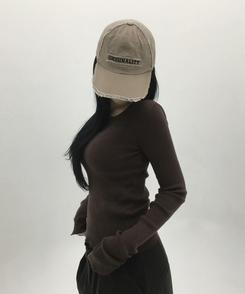 ボタンウォーマーリブスリムニット(5color) BROWN