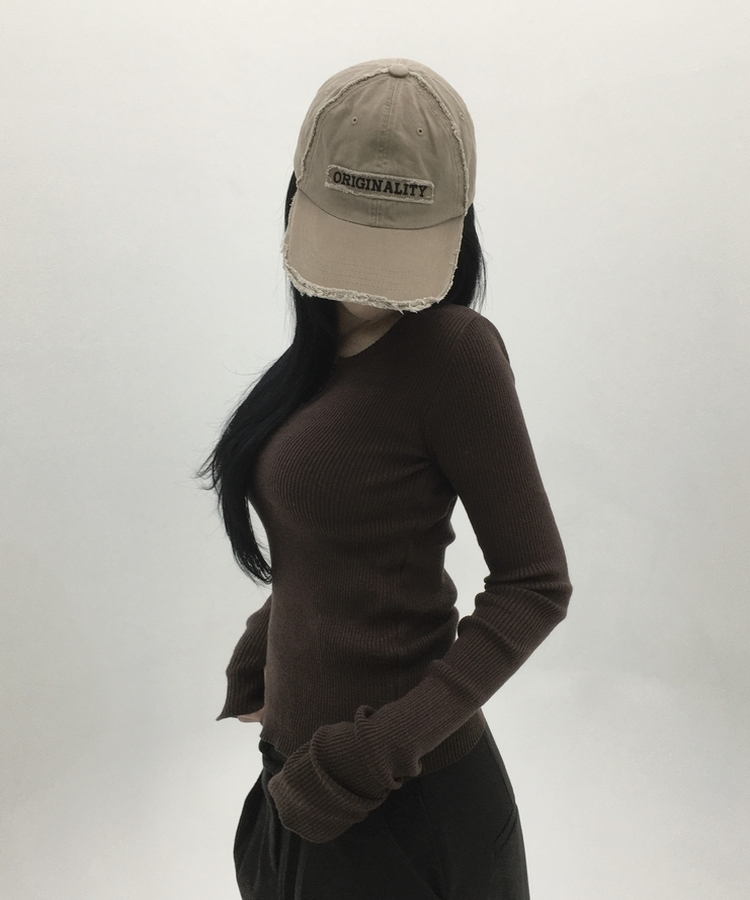 ボタンウォーマーリブスリムニット(5color) BROWN