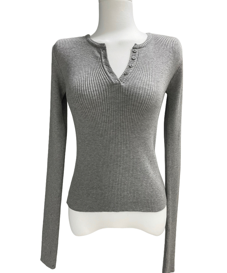 ボタンウォーマーリブスリムニット(5color)