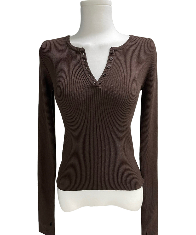 ボタンウォーマーリブスリムニット(5color)