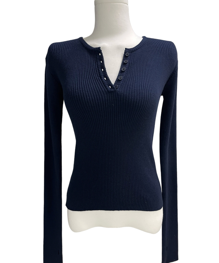 ボタンウォーマーリブスリムニット(5color)