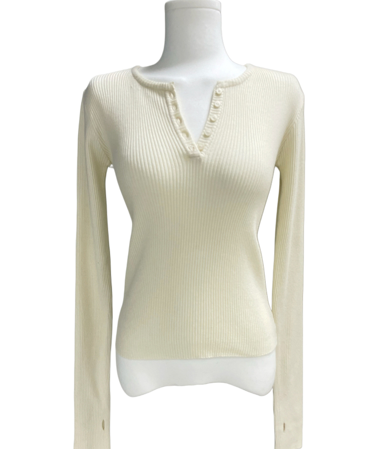 ボタンウォーマーリブスリムニット(5color)