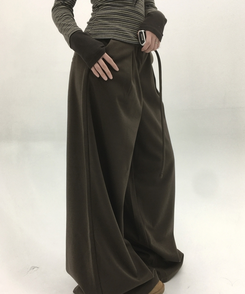 ヘビーウールピンタックスラックスパンツ BROWN