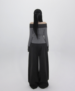 ヘビーウールピンタックスラックスパンツ CHARCOAL