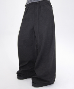 ヘビーウールピンタックスラックスパンツ CHARCOAL
