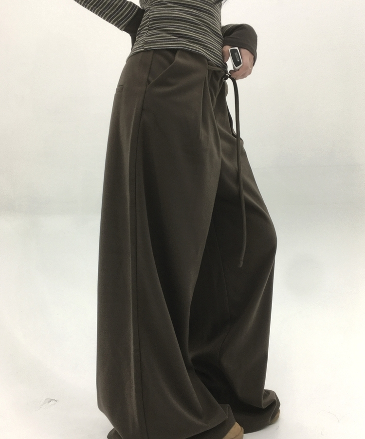 ヘビーウールピンタックスラックスパンツ BROWN