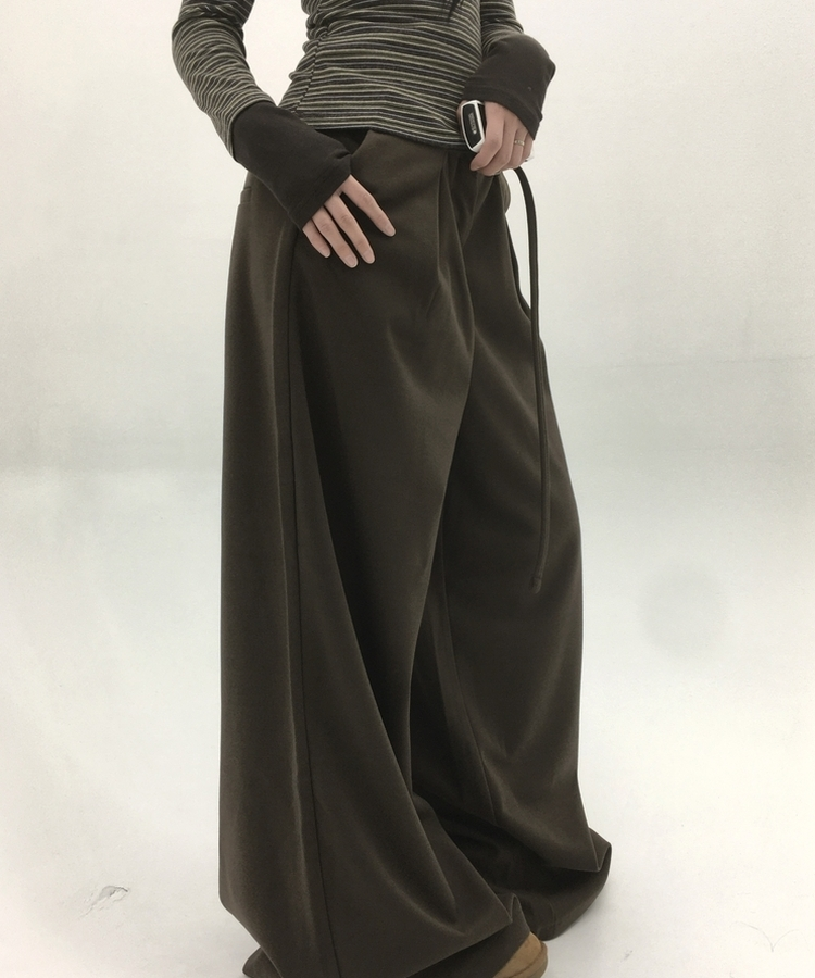 ヘビーウールピンタックスラックスパンツ BROWN