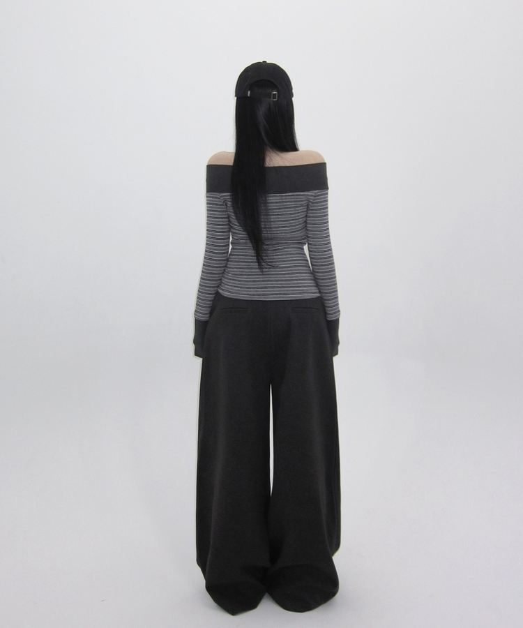 ヘビーウールピンタックスラックスパンツ CHARCOAL