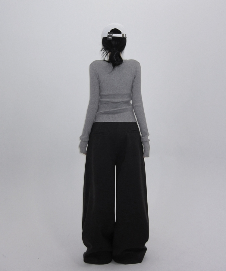 ヘビーウールピンタックスラックスパンツ BLACK