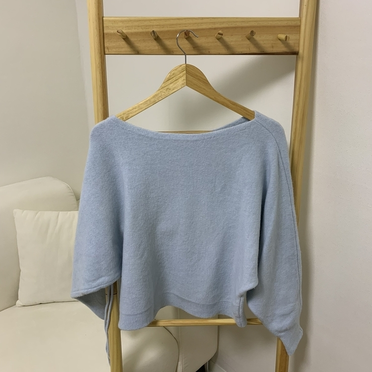 リボンオフショルダーウールニット(5color)