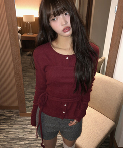 【SET】スリムトップ カーディガン WINE
