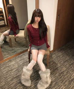 【SET】スリムトップ カーディガン WINE