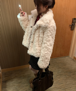 ルオンカラーキルティングファーハーフジャケット IVORY