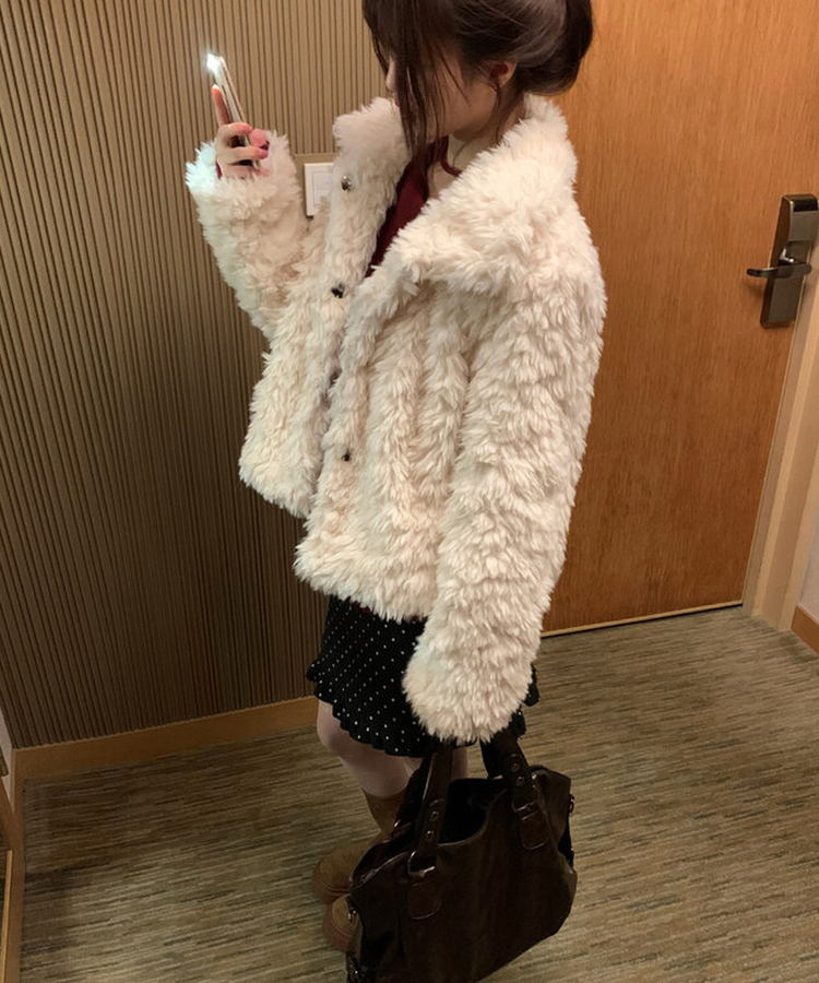 ルオンカラーキルティングファーハーフジャケット IVORY