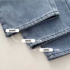 【丈別】【起毛】イウエストセミワイドデニムパンツ