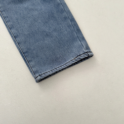 【丈別】【起毛】イウエストセミワイドデニムパンツ