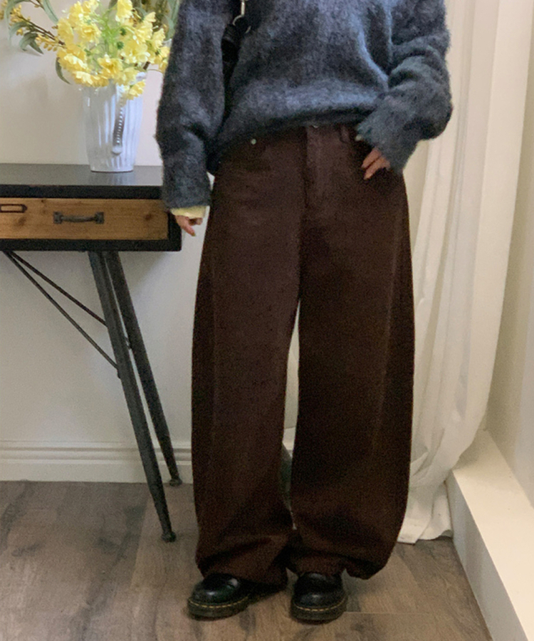 【起毛】マロングワイドパンツ BROWN
