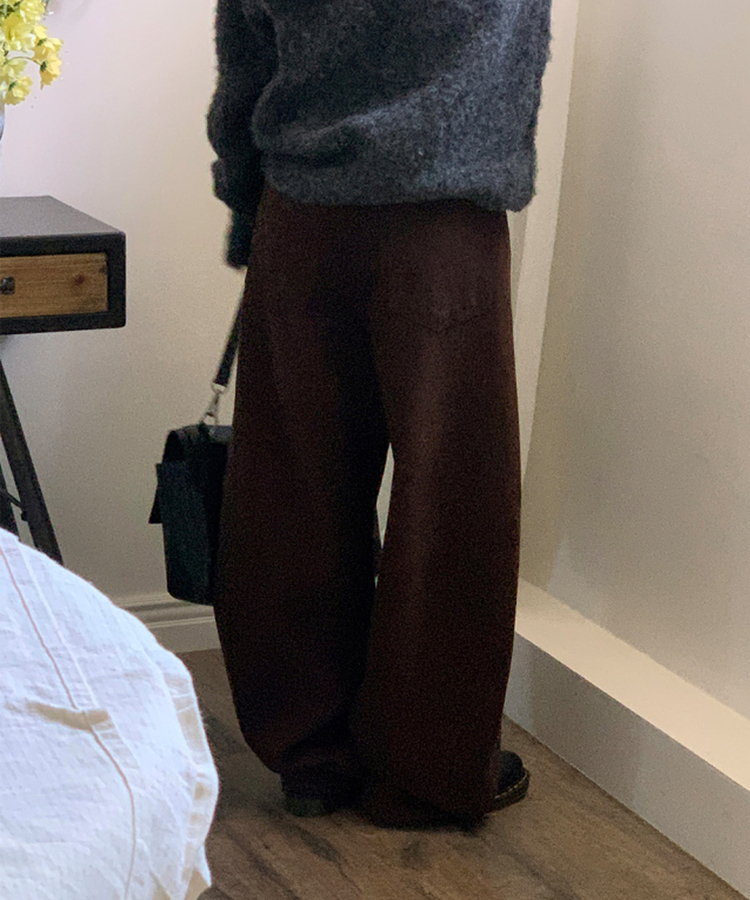 【起毛】マロングワイドパンツ BROWN