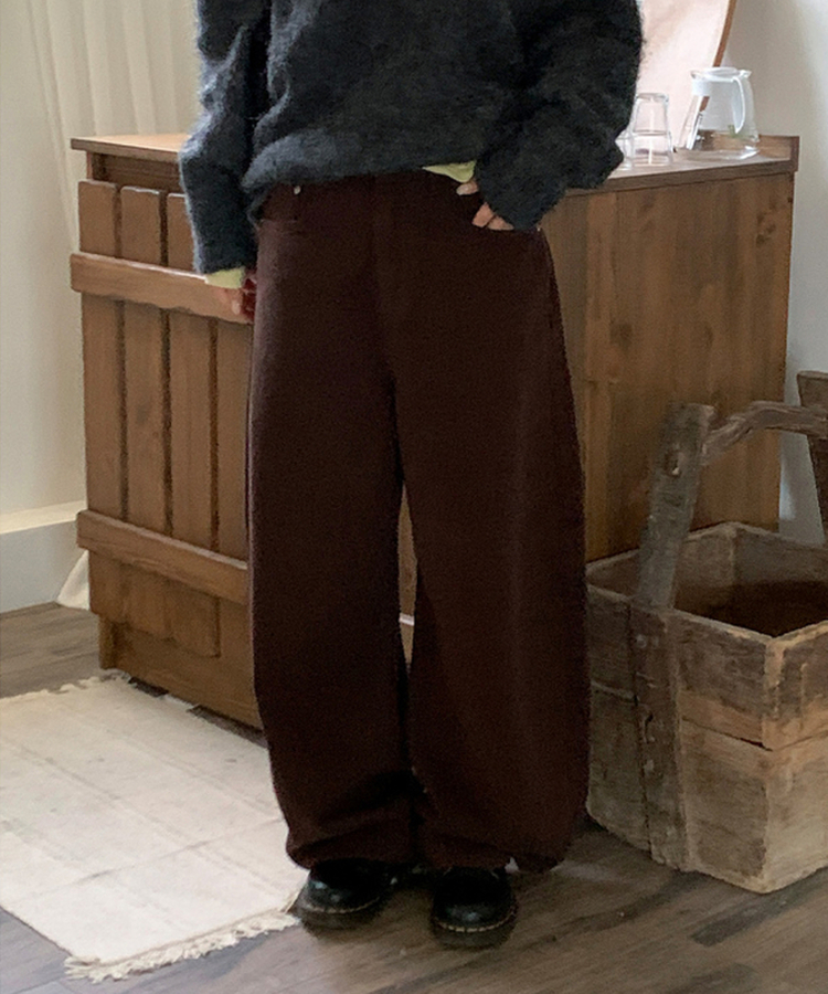 【起毛】マロングワイドパンツ BROWN
