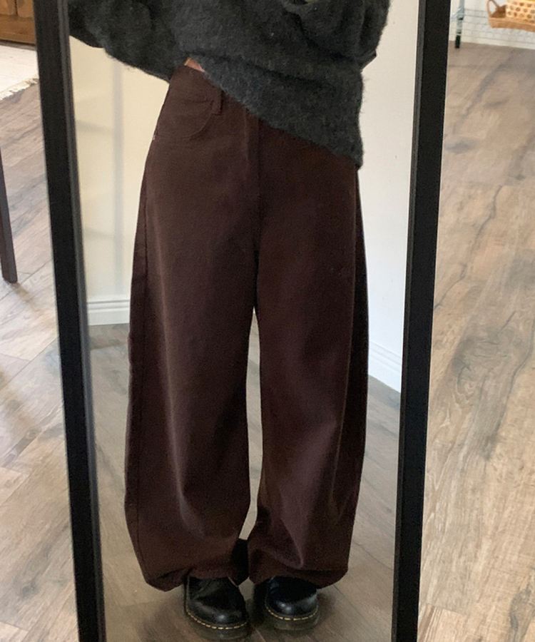【起毛】マロングワイドパンツ BROWN