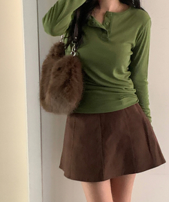 フェリーピーチミニスカート BROWN