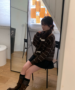 【マフラー付き】マープルニット BROWN