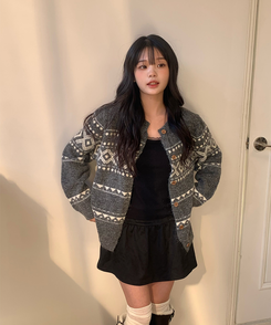 クロスウィービングカーディガン GRAY