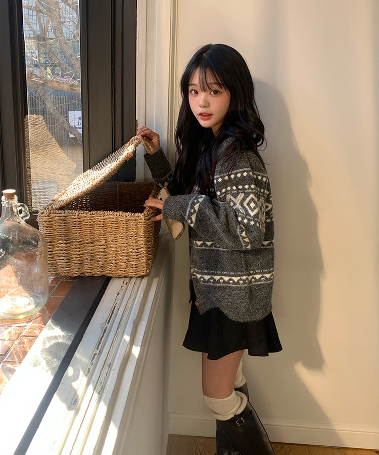 クロスウィービングカーディガン GRAY