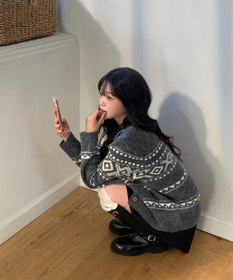 クロスウィービングカーディガン GRAY