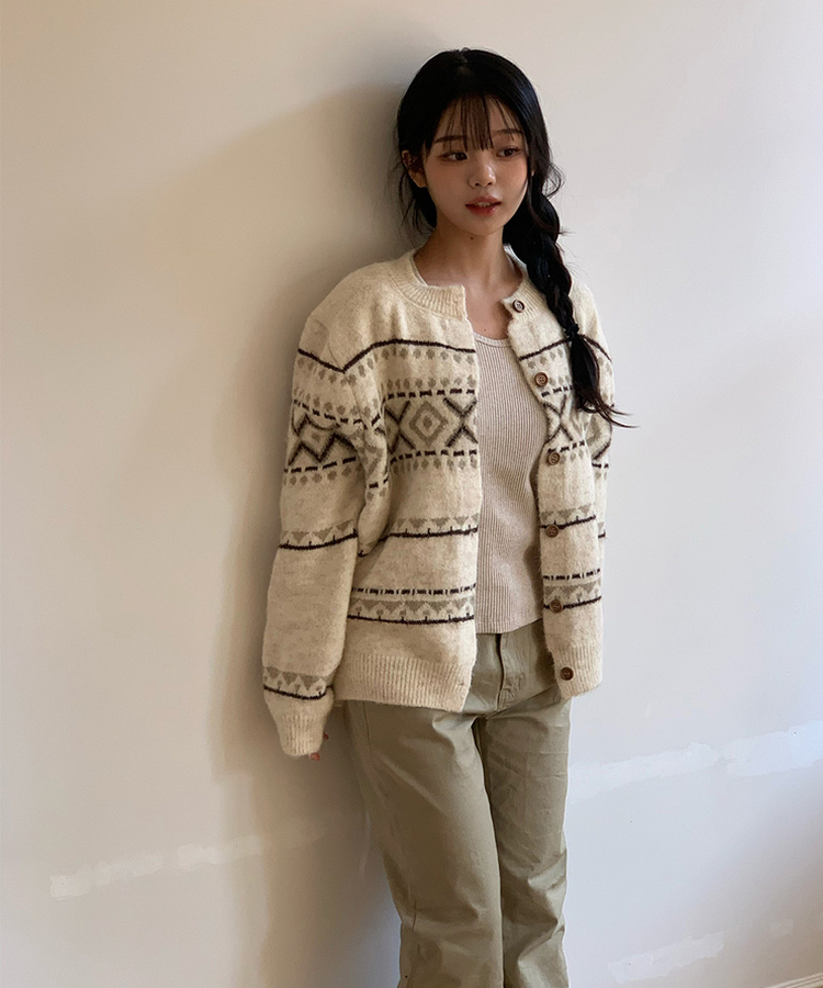 クロスウィービングカーディガン IVORY