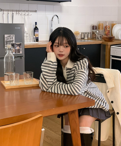 ベーシックストライプTシャツ IVORY