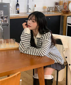 ベーシックストライプTシャツ IVORY