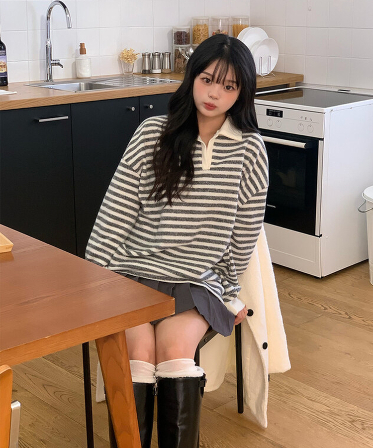 ベーシックストライプTシャツ IVORY