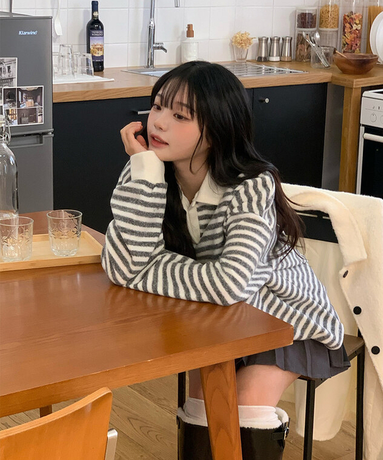 ベーシックストライプTシャツ IVORY