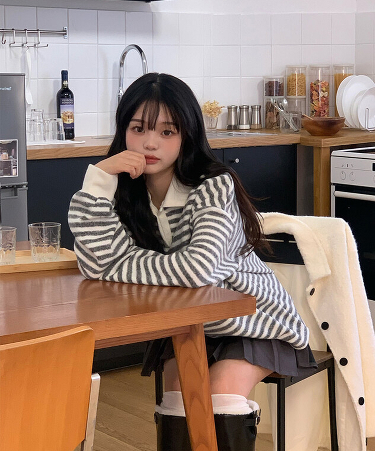 ベーシックストライプTシャツ IVORY