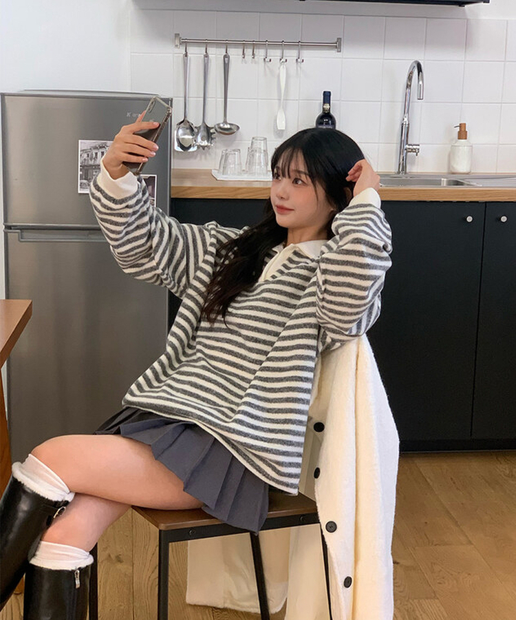 ベーシックストライプTシャツ IVORY