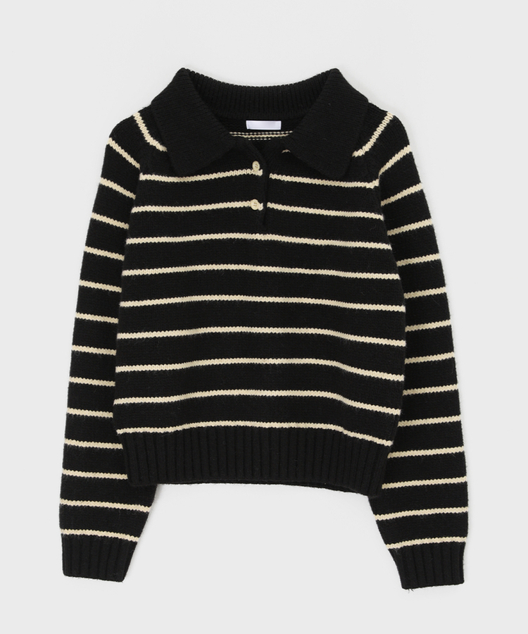 젤토디 스트라이프 카라 니트