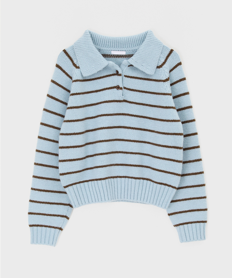 젤토디 스트라이프 카라 니트