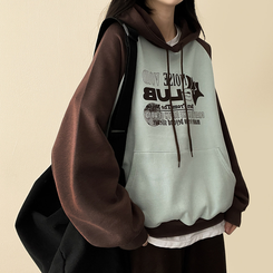 【起毛】]バイカラーラグランフード MINT