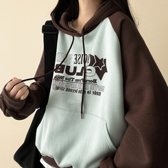 【起毛】]バイカラーラグランフード MINT