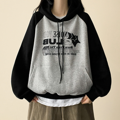 【起毛】]バイカラーラグランフード MELANGE