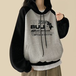 【起毛】]バイカラーラグランフード MELANGE