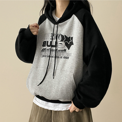 【起毛】]バイカラーラグランフード MELANGE