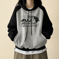 【起毛】]バイカラーラグランフード MELANGE