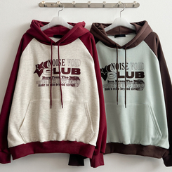 【起毛】]バイカラーラグランフード