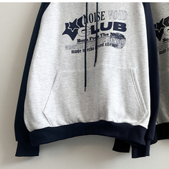 【起毛】]バイカラーラグランフード