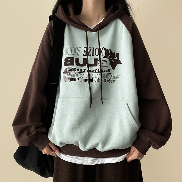 【起毛】]バイカラーラグランフード MINT