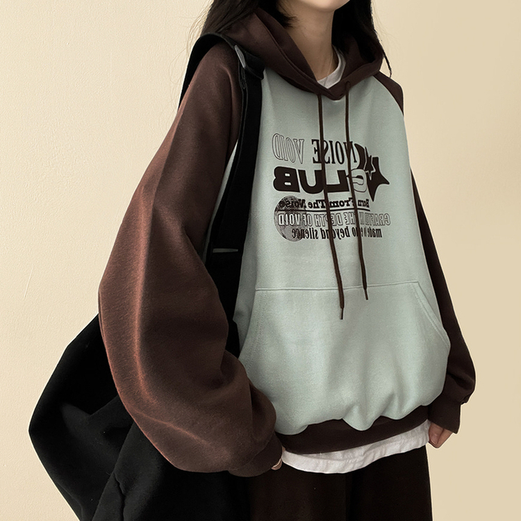 【起毛】]バイカラーラグランフード MINT